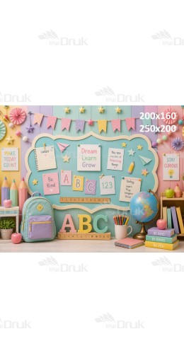 Tło fotograficzne „Pastelowa klasa ABC – dziecięca edukacyjna aranżacja” | 4179